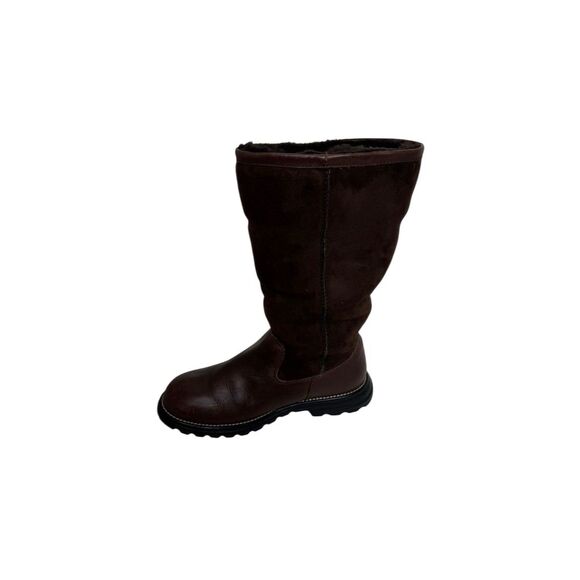 UGG Women's Brooks Tall Brown Leather Sheepskin Knee High Boots size 8 - Picture 4 of 10